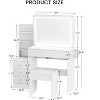 Vanity table with LED-lit mirror with power outlet and hairdryer shelving - 4 of 4
