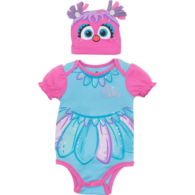 Sesame Street Abby Cadabby Baby Girls Costume Bodysuit and Hat Set Newborn, 1 of 8