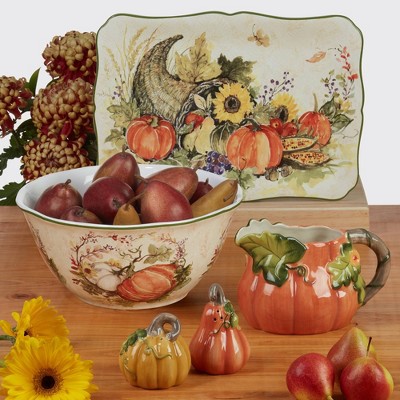 Harvest Morning Multicolor Ceramic Rectangular Serving Platter