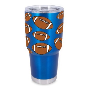 100 North 30 Ounce Stainless Steel On the Go Travel Tumbler With Push Top Lid, Football Blue - 1 of 4