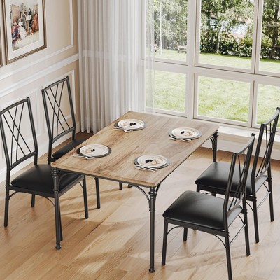 Dining Table Set for 4 Includes a Stylish Dining Table and 4 Upholstered Chair