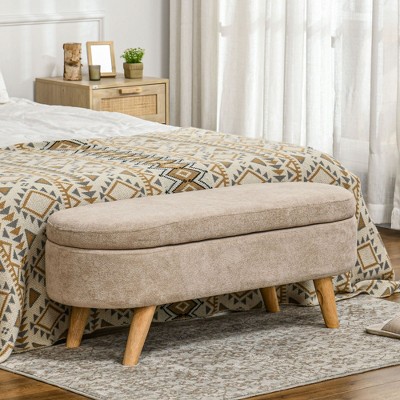 NicBex Storage Bench Ottoman with Storage Oval Modern Ottoman Bench with Padded Seat for Bedroom, Entryway