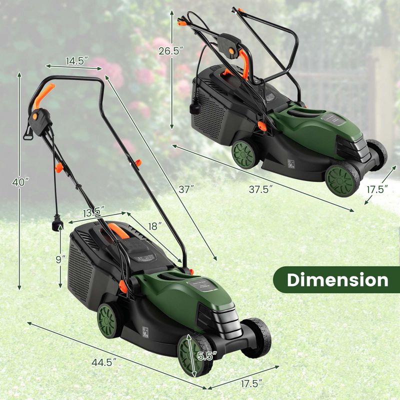 Costway Electric Corded Lawn Mower 10-AMP 13-Inch Walk-Behind Lawnmower with Collection Box, 4 of 11
