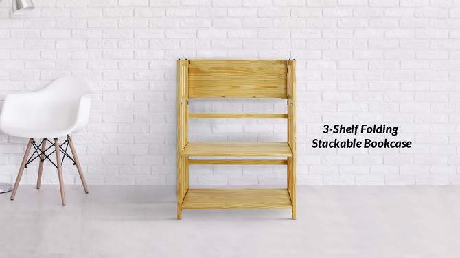 38" Folding 3 Tier Bookshelf Stackable - Flora Home, 2 of 9, play video