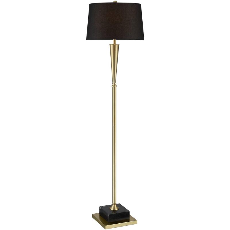 Possini Euro Design Wayne Art Deco Floor Lamp Standing 66 1/2" Tall Antique Brass Black Tapered Drum Shade for Living Room Bedroom Office House Home, 1 of 10