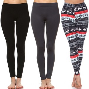 Women's Pack of 3 Leggings - One Size Fits Most - White Mark - 1 of 1