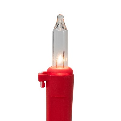 Clear Mini Incandescent Christmas Tree Lights with Red Wire