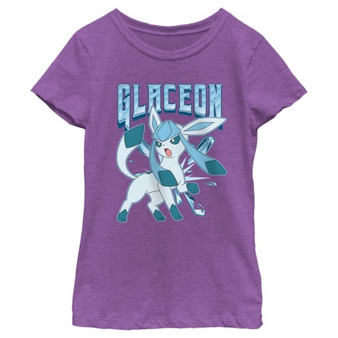 Girl's Pokemon Glaceon Ice Attack T-shirt - Purple Berry - Small : Target