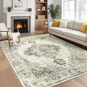 coucheta Area Rugs for Living Room Washable, Soft Vintage Large Neutral Bedroom Rugs, Boho Farmhouse Low Pile Non-Slip Indoor Carpet Rugs for Dining - 1 of 4
