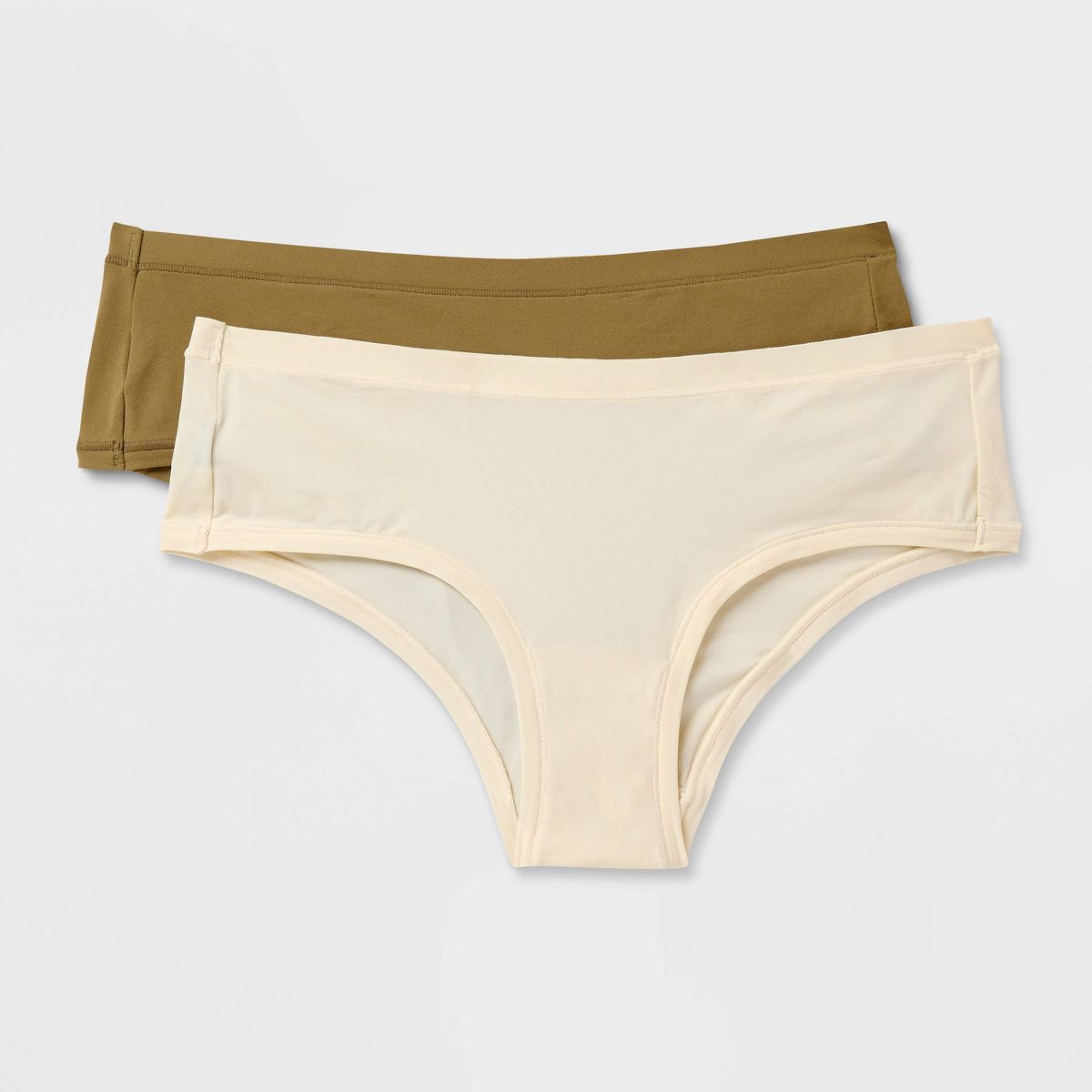Women's 2pk Luxe Stretch Cheeky Underwear - Auden™ Olive/Milkshake