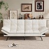 Vipbear 71" Futon Convertible Memory Foam Sofa Bed, Modern Loveseat for Living Room, Adjustable Armrests Backrest Sofabed, Faux Leather - Black - 3 of 4