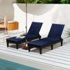 Tangkula 2PCS Patio Lounge Chair Recliner Chair w/ 3-Position Adjustable Backrest & Cushion Black & Blue - 2 of 4