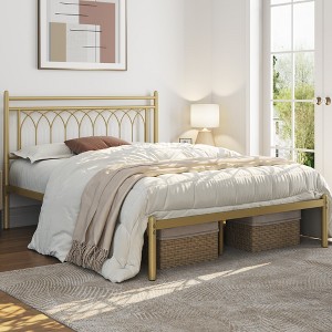 Yaheetech Modern Metal Platform Bed Frame with Headboard - 1 of 4