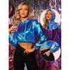 Allegra K Women's Crop Hoodies Holographic Shiny Metallic Sweatshirts - 2 of 4