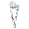 EVERLY JEWELRY | Multiple-color option in Yellow Silver Pearl Ring with Multiple color gemstone Options. - 2 of 4