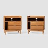 2pk Mid-Century Modern Solid Wood 2 Drawer Storage Nightstands Caramel - Saracina Home: Pine Frame, Metal Hardware - 3 of 4