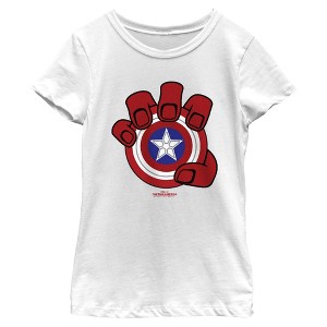 Girl's Captain America: Brave New World Red Hulk Hand Shield T-Shirt - 1 of 4