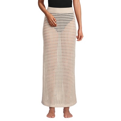 Lands' End Women's Cotton Open Knit Maxi Swim Cover-up Skirt