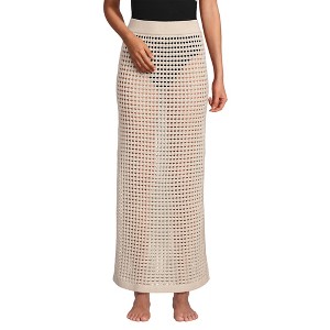 Lands' End Women's Cotton Open Knit Maxi Swim Cover-up Skirt - 1 of 4