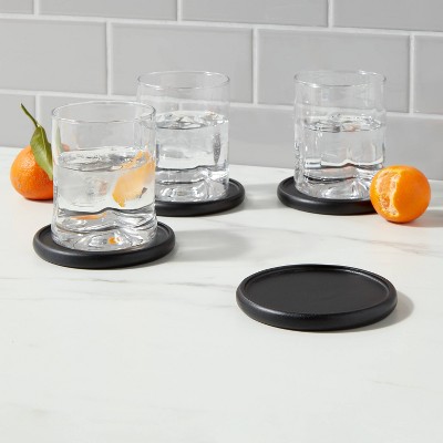 4pk Acacia Modern Coasters Black - Threshold&#8482;