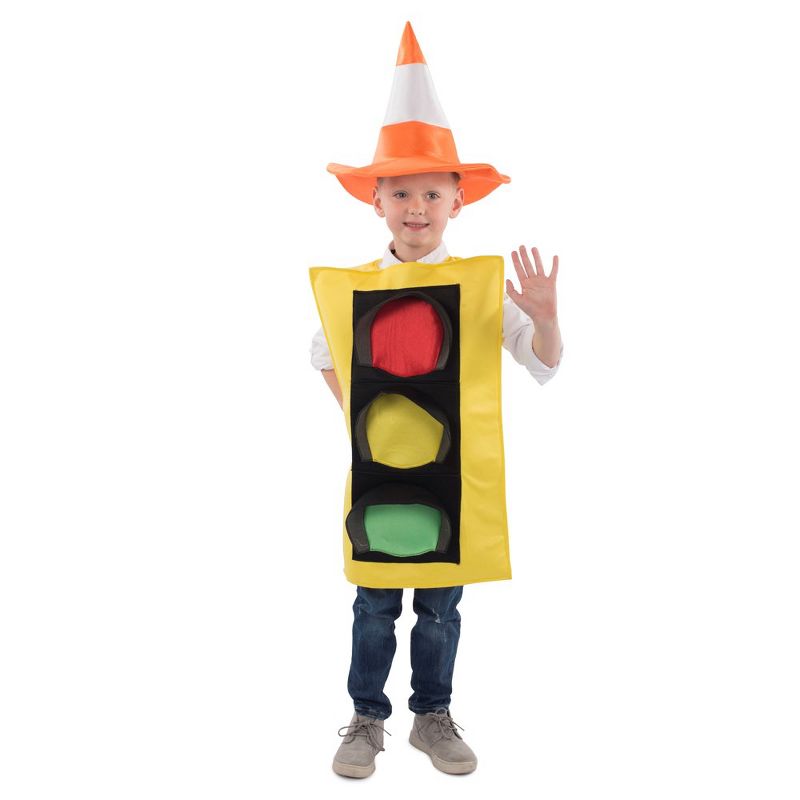 Dress Up America Traffic Light Costume and Safety Cone Hat for Kids, 1 of 4