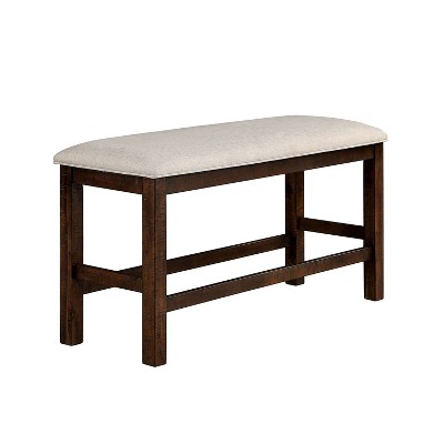 Simple Relax Upholstered Counter Height Bench in Rustic Oak and Beige
