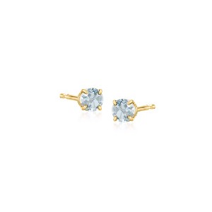Ross-Simons 0.50 ct. t.w. Round Aquamarine Stud Earrings in 14kt Yellow Gold - 1 of 4