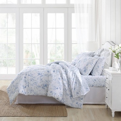 Belinda Twin Blue Cotton Reversible Comforter Set