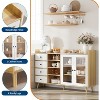 Sideboard Buffet Cabinet, 55" Kitchen Storage Cupboard with Drawer & Glass Doors, Freestanding Pantry Cabinet, Tall Coffee Bar Table with Shelves - 4 of 4
