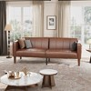 Coucheta 75" Futon Sofa Bed, PU Leather Convertible Sleeper Sofa with Adjustable Backrest & Side Pockets, Mid-Century Couch for Living Room, Brown - 4 of 4