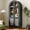 MAYEERTY 71 Tall Arched Storage Cabinet Glass Doors Solid Wood Legs Black - 3 of 4