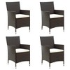 vidaXL 4-Pack Modern Poly Rattan Patio Chairs with Cushions – Brown Outdoor Seating, Durable Powder-Coated Steel Frame, Easy to Clean - 2 of 4