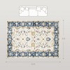 Machine Washable Area Rug Non-Slip Boho Floral Print Carpet for Living Room, Bedroom and Dining Room, Blue - 3 of 4