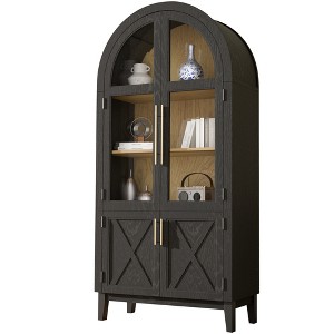 GlasFlength Decorative Storage Cabinets, Tall Arched Cabinet with Storage Door and Shelves for Living Room, Dining Room - 1 of 4
