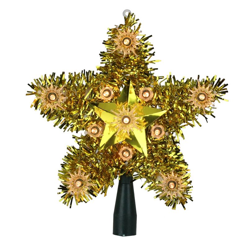 Northlight 7" Lighted Gold Star Christmas Tree Topper - Clear Lights, 1 of 4
