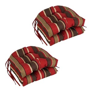 Blazing Needles, 16-inch Spun Polyester Patterned Outdoor U-shaped Tufted Chair Cushions (Set of 4) - 1 of 2