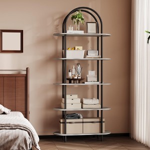 71" Arched Bookshelf, 5-Tier Tall Bookcase with Metal Frame, Freestanding Open Display Shelf for Living Room, Bedroom, Home Office - 1 of 4