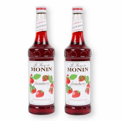 Monin Strawberry Syrup for Cocktails, Coffee, and Beverages 750 Ml. / 25.4 Fl. Oz. (Pack of 2)