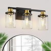 DORESshop 17 in. 3-Light Black and Gold Vanity Light with Clear Cylinder Glass Shades and Square Backplate - 3 of 4