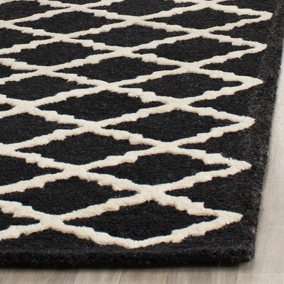 Handmade Black/Ivory Wool Tufted Square Area Rug 24" x 24"