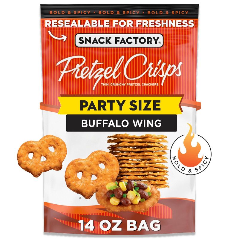 Snack Factory Pretzel Crisps Buffalo Wing Party Size - 14oz, 1 of 9