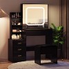 Vanity Desk with Mirror and LED Lights, Makeup Vanity Desk with Sliding Lighted Mirror - 2 of 4