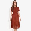 Anna-Kaci Women's Short Sleeve Smocked Fashion Dress with Swiss Dot Pattern and Ruffle Hem Detail Casual Summer Dress - 4 of 4