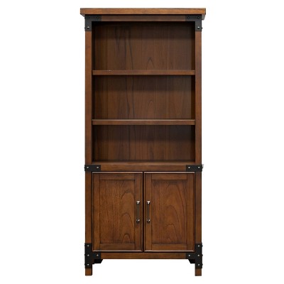 72" Addison Bookcase with Lower Doors Auburn - Martin Furniture: Industrial Design, Iron Casters