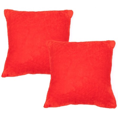 Red Arctic Velvet Square Throw Pillow Set, 18"