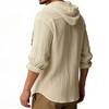 Men's Casual Hooded Shirt Jacket, Lightweight Cotton Long Sleeve Button Down Overshirt for Daily Wear - 4 of 4