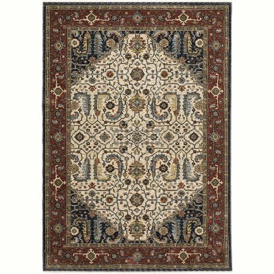 Oriental Weavers Aberdeen 752W1 Ivory/ Red Indoor Area Rug - 3'3" x 5'