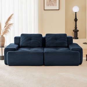 QingMoon 117" L-Shaped Sectional Sofa, Corduroy 3-Seater Couch with Pearl-like Piping and Tufted Design for Living Room and Apartment, No Assembly - 1 of 4
