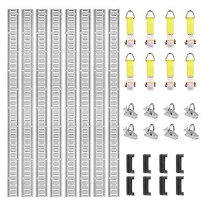 VEVOR E Track Tie-Down Rail Kit, 24PCS 5' E-Tracks Set Includes 8 Steel Rails & 8 O-Ring Anchors & 8 Tie-Offs with D-Ring - 1 of 4