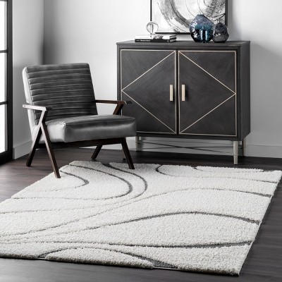 Reversible Beige Shag Rectangular Area Rug with Easy Care